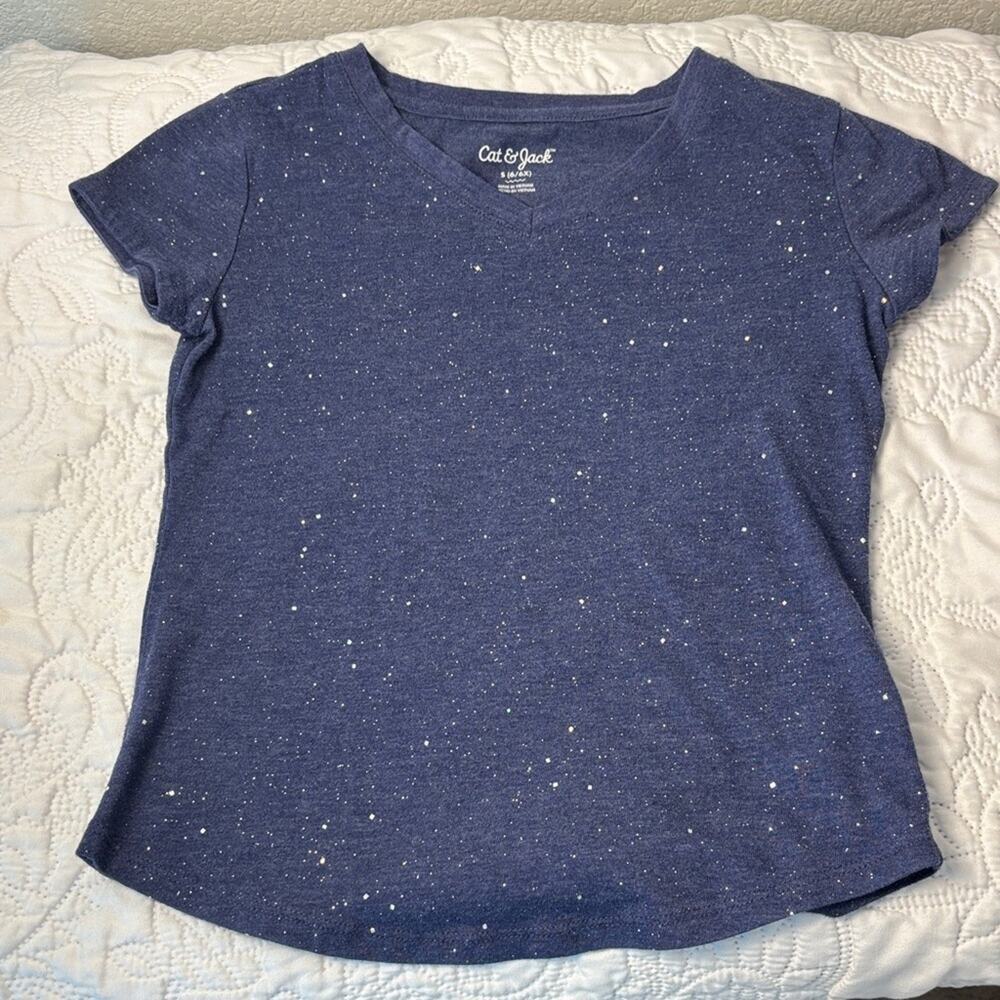 Cat & Jack Navy Speckled Tee 6/6X